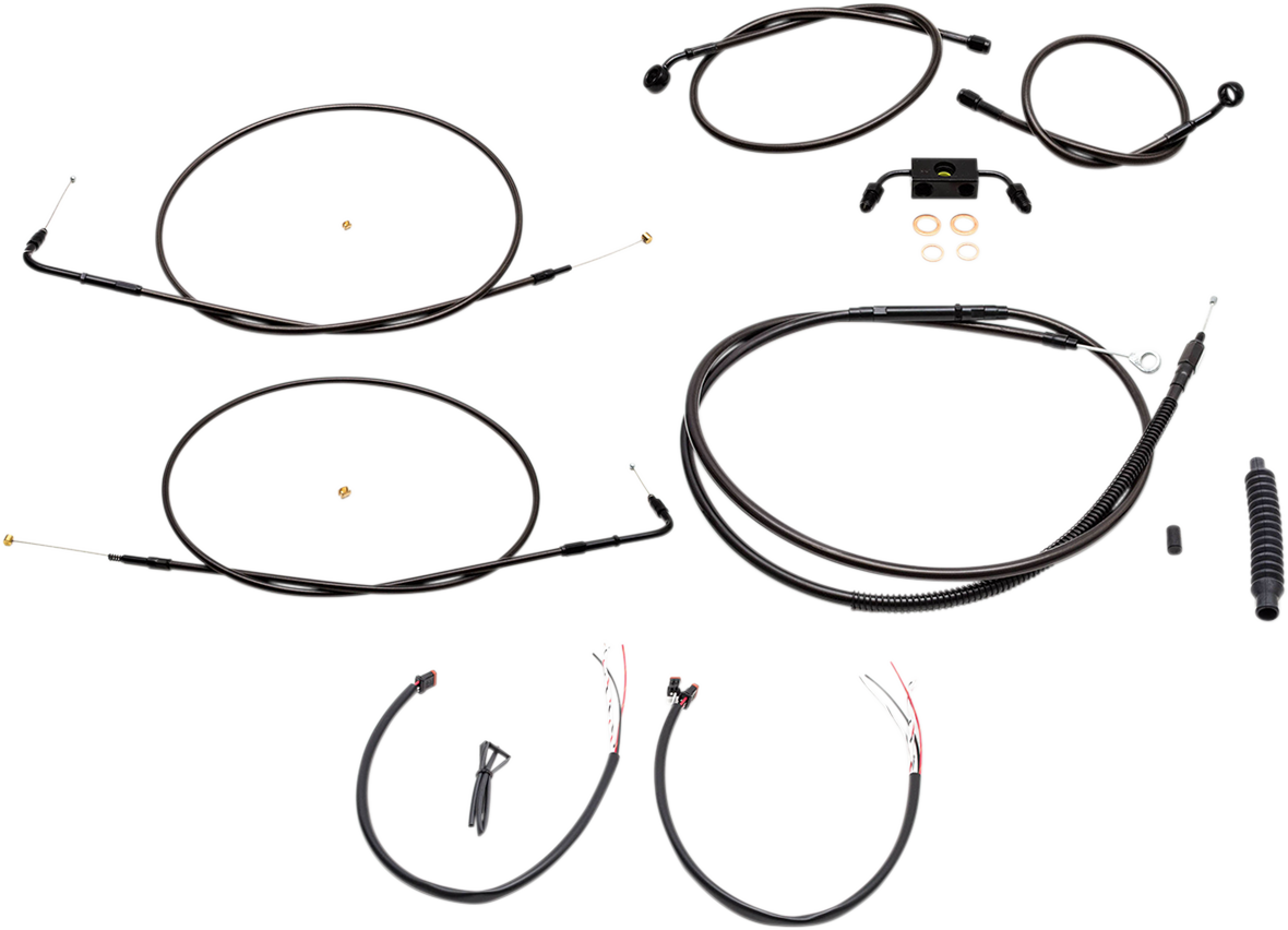 LA CHOPPERS Complete Midnight Braided Cable Kit - Fits 15"-17" Handlebars - ABS
