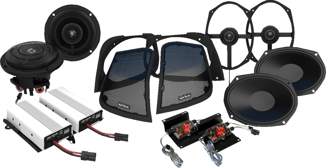 WILD BOAR AUDIO Amplifer/Speaker Kit - Fairing - Saddlebag w/Cut In WBA RETRO 800.4SG