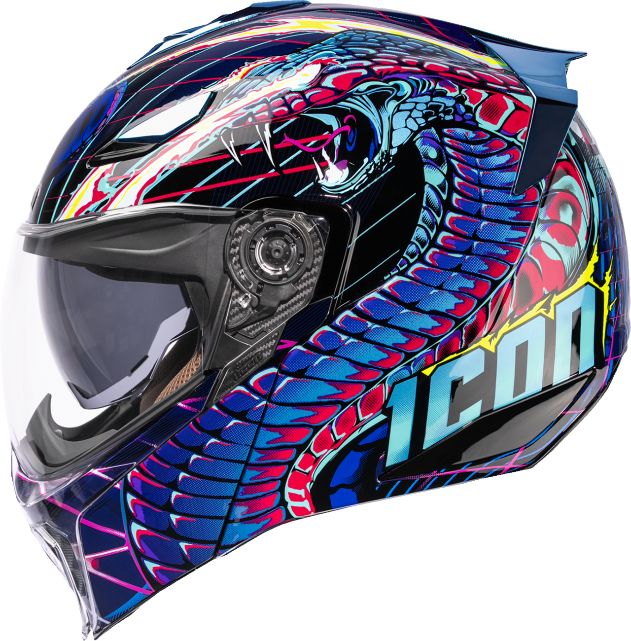 iCON ヘルメット 迷彩 3XL ICON Threshold™ Modular Helmet - Synthwave Lazer Cobra - Blue - XL
