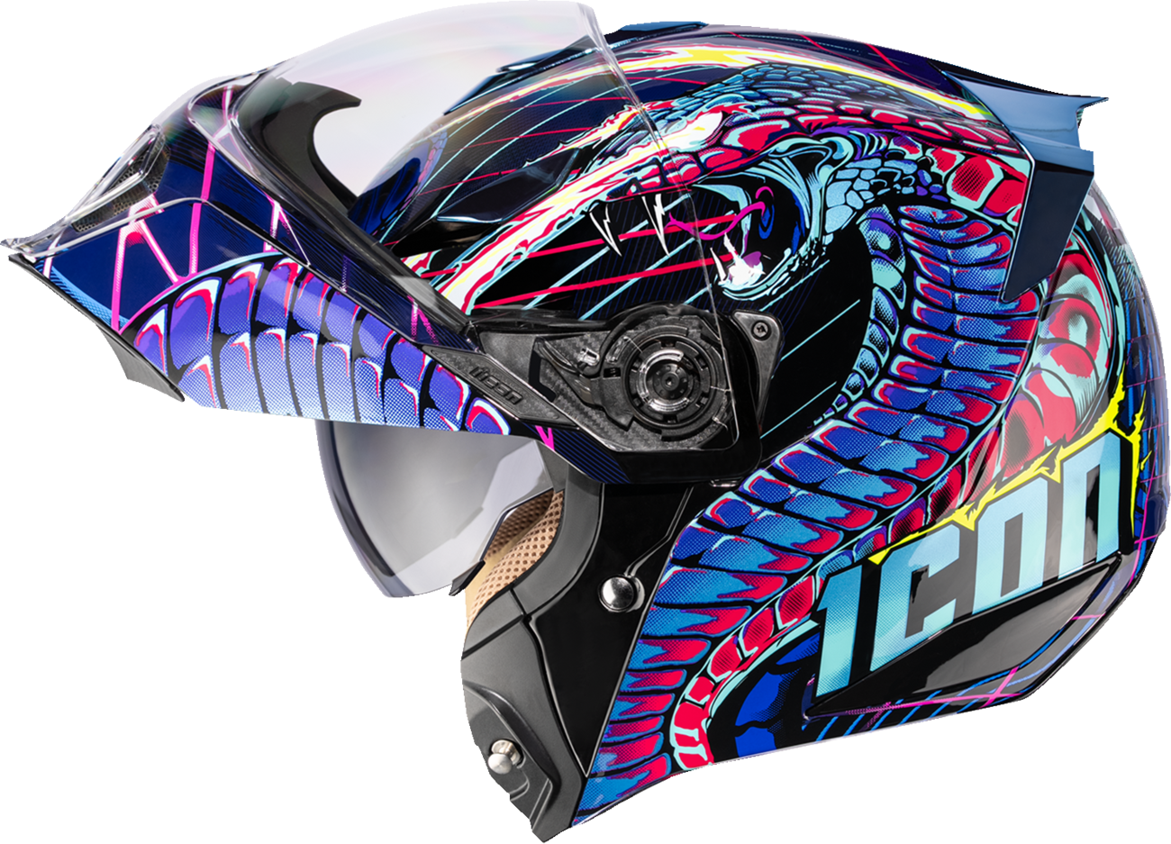 ICON Threshold™ Modular Helmet - Synthwave Lazer Cobra - Blue - XL