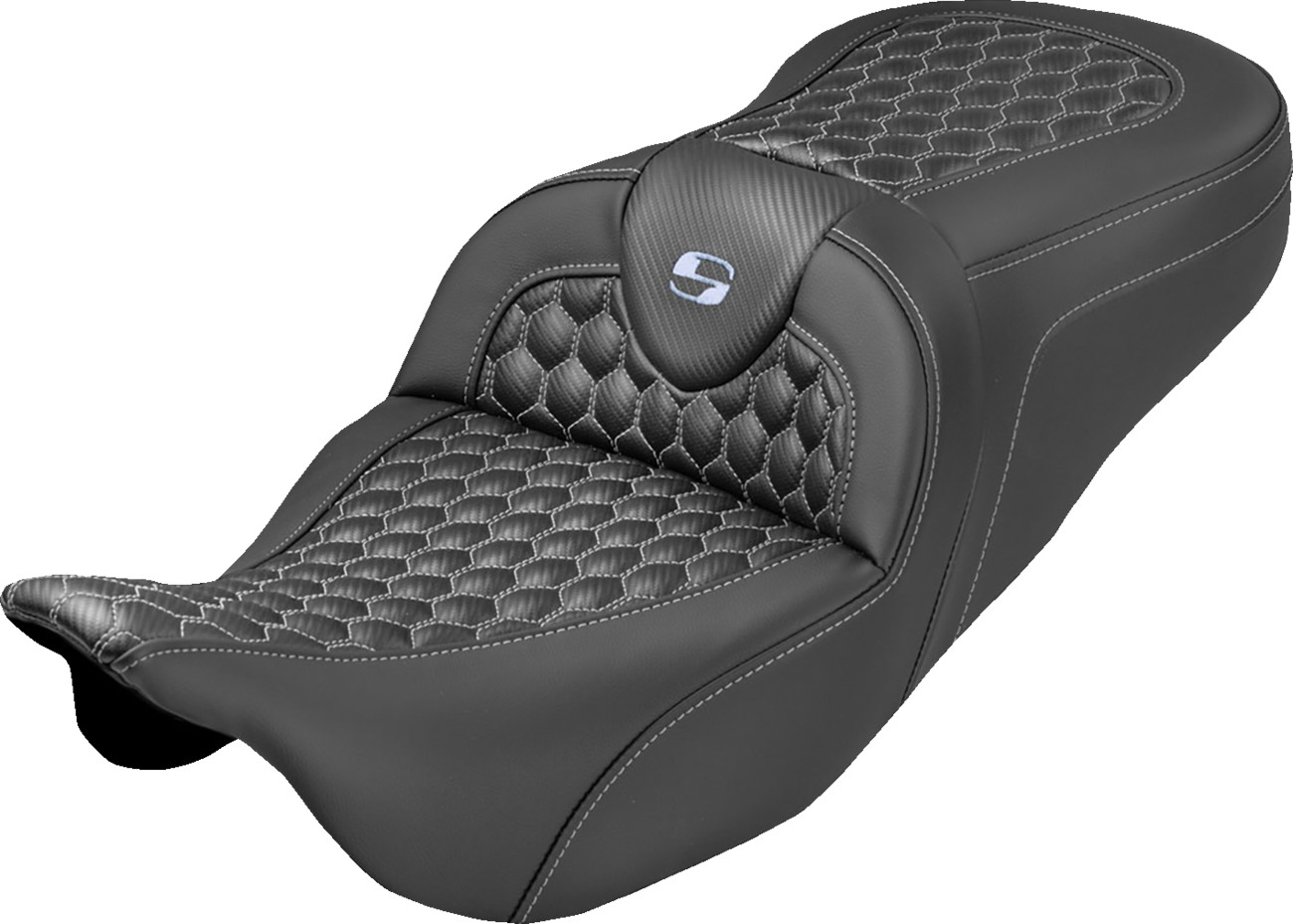 SADDLEMEN Roadsofa Seat  Honeycomb Stitch  Silver Stitch  Harley 2008-25 FLH/FLT