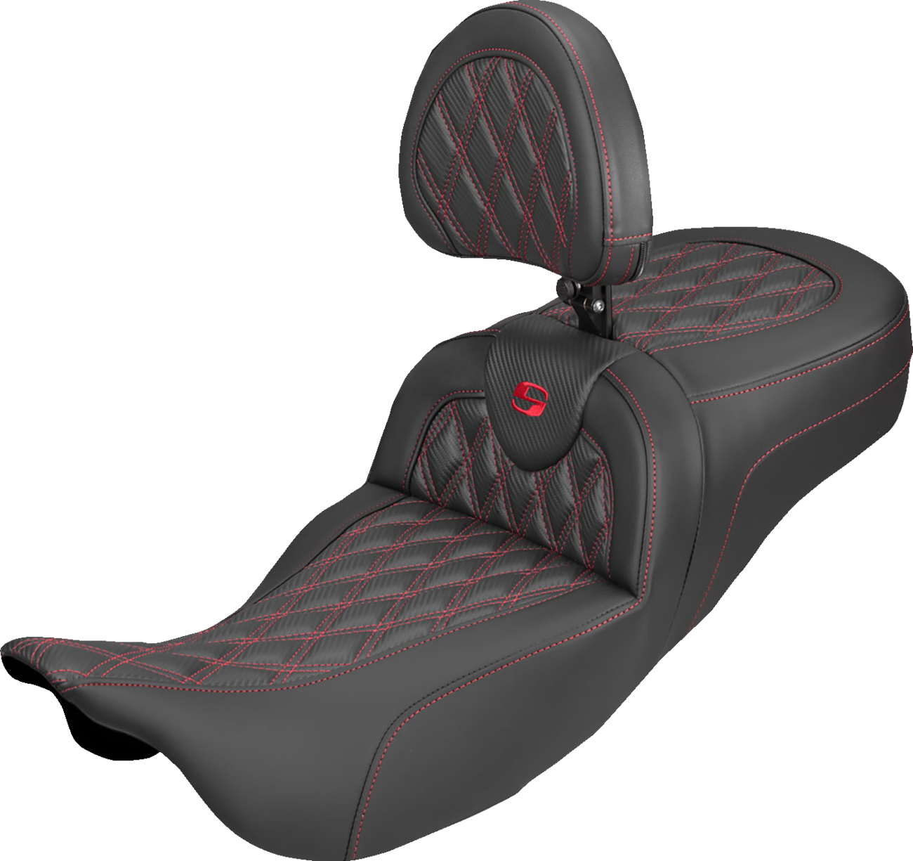 SADDLEMEN Extended Fits Reach Roadsofa™ Carbon Fiber Seat - Lattice - Red Stitch