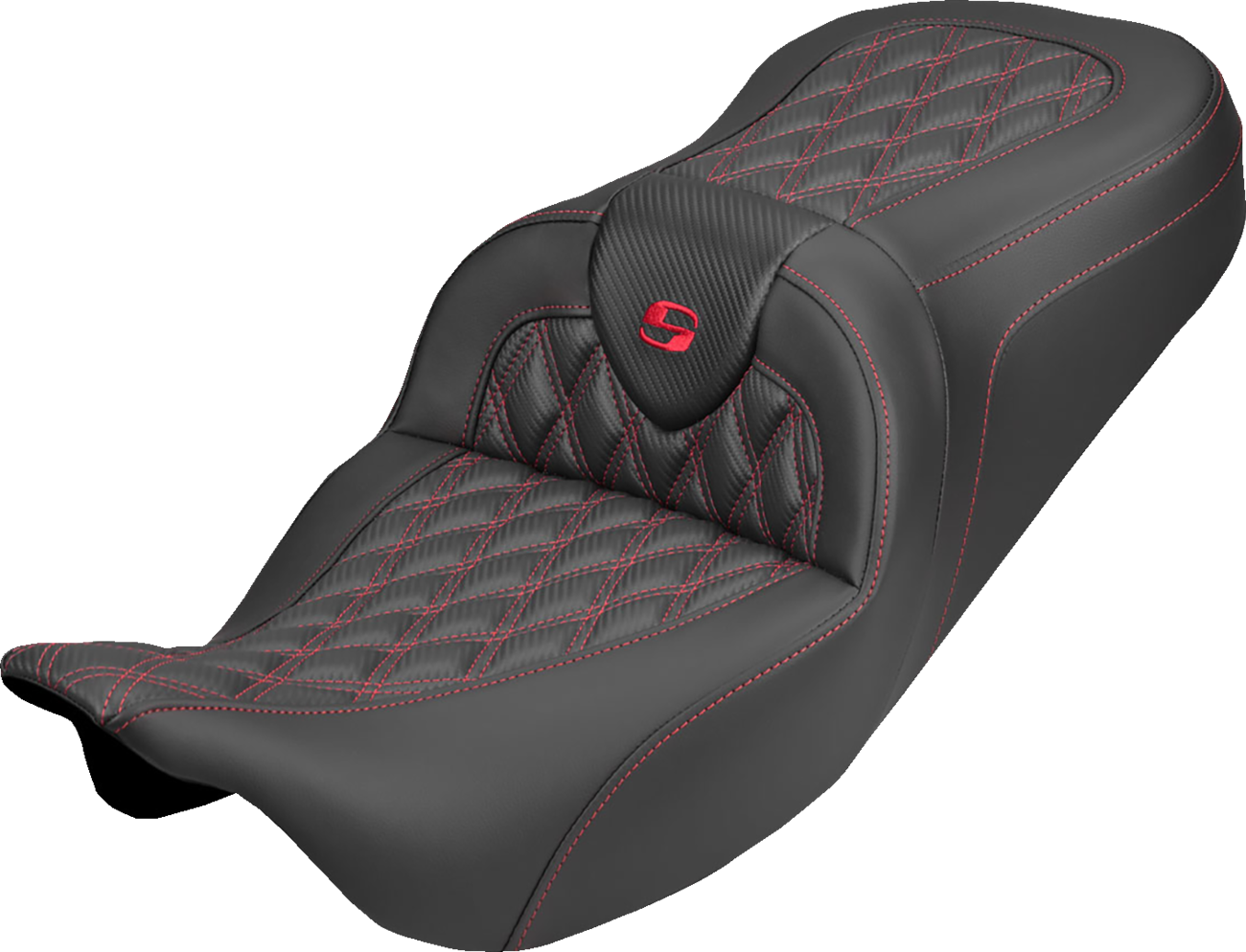 SADDLEMEN Roadsofa™ Fits Carbon Fiber Seat - Lattice - Red Stitch - Without