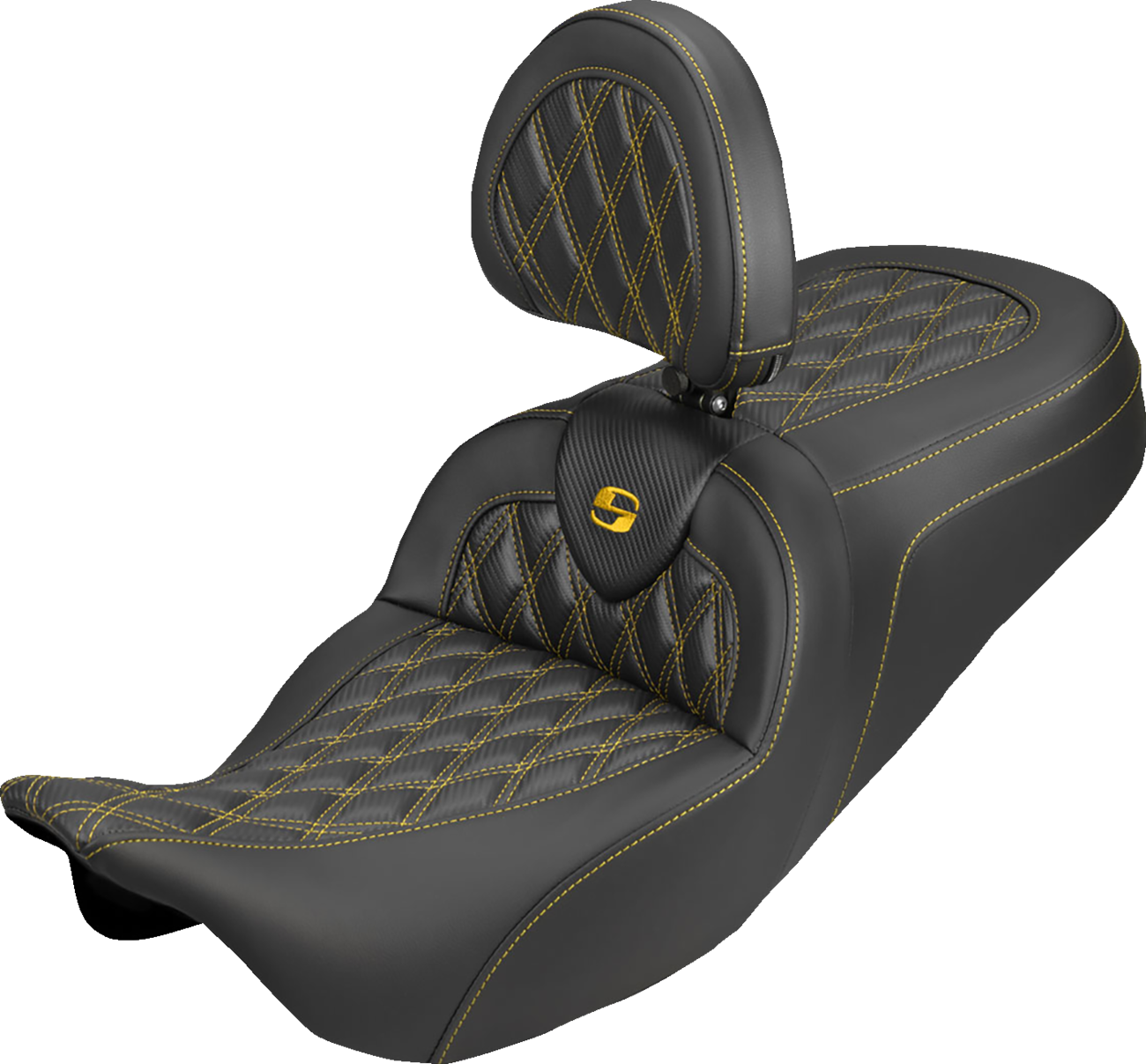 SADDLEMEN Roadsofa™ Fits Carbon Fiber Seat - Lattice - Gold Stitch - With